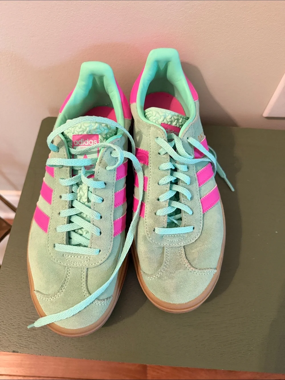 adidas Women’s Mint Green & Hot Pink Gazelles - Picture 5 of 5